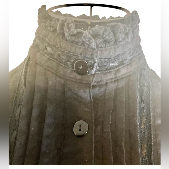 Gothic Victorian Black High-Collar Corset Lace-up Blouse - Picture 4 of 8